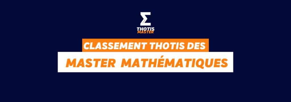 Classement Thotis des  Masters Mathématiques en 2025