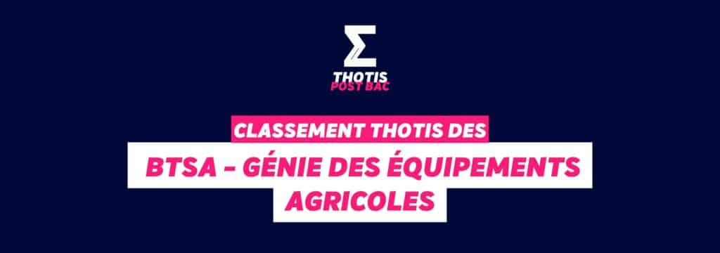 Classement BTSA - Génie des équipements agricoles